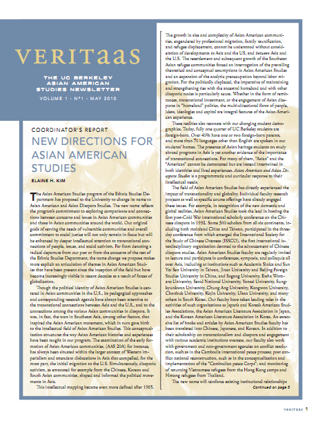 Veritaas Newsletter Volume 1, Number 1, May 2010